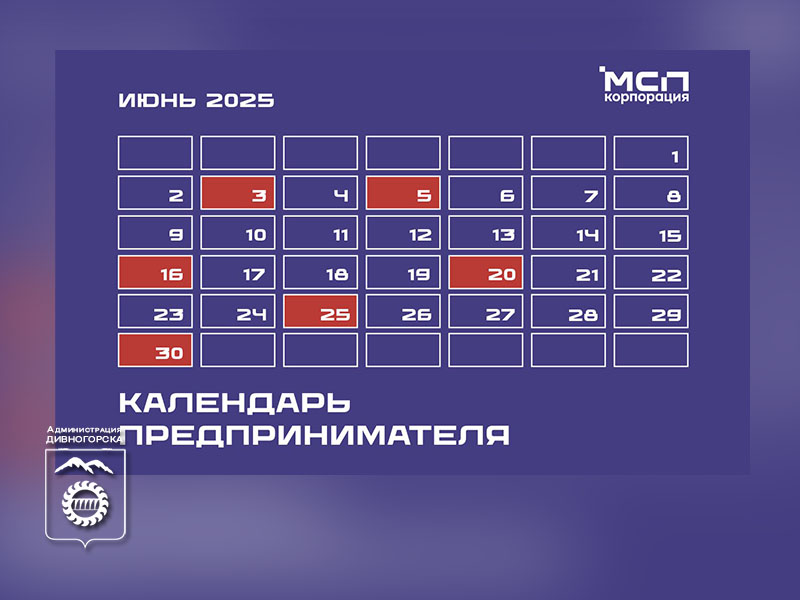 Календарь предпринимателя на июнь 2025 года.